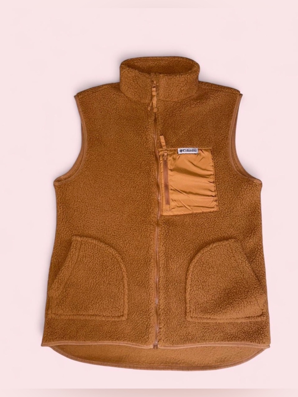 Columbia Tan Fleece Vest with Brand Tag